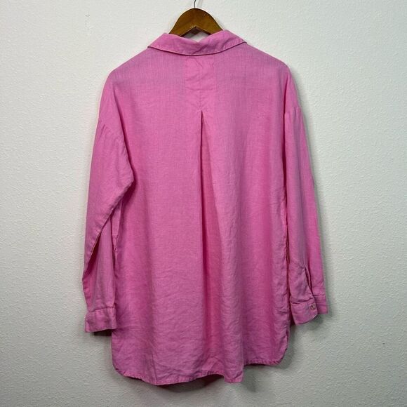 Fat Face Womens Saunton 100% Linen Pink Oversized Tunic Long Sleeve Top Size 12 - Picture 7 of 14